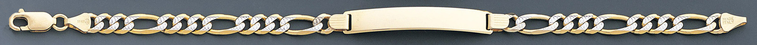 14k Gold 6mm Italian White Pave Id Bracelet 8 Inches